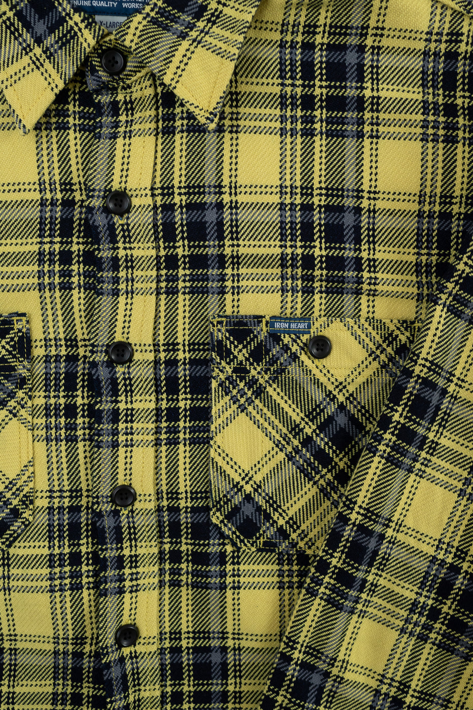 IHSH-412-YEL - 9oz Selvedge Indigo Check Flannel Work Shirt - Yellow