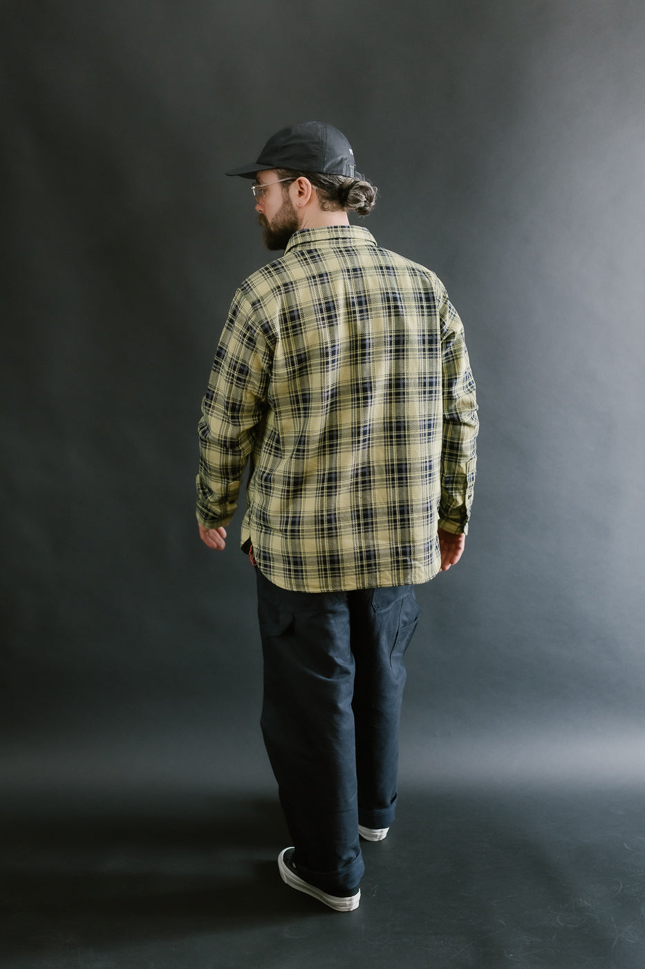 IHSH-412-YEL - 9oz Selvedge Indigo Check Flannel Work Shirt - Yellow