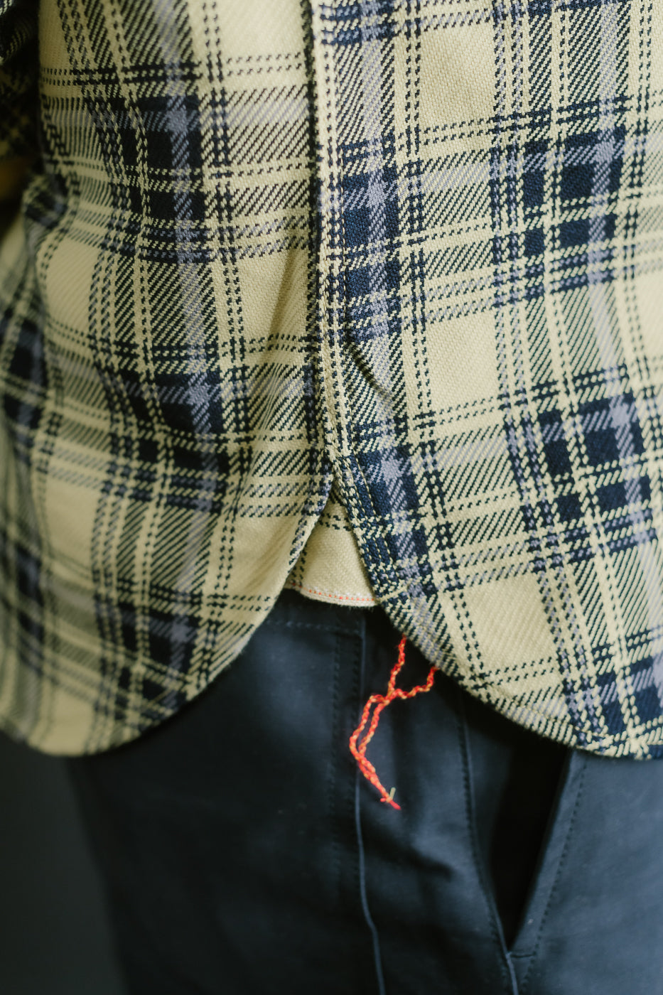IHSH-412-YEL - 9oz Selvedge Indigo Check Flannel Work Shirt - Yellow