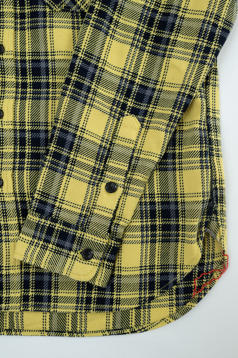 IHSH-412-YEL - 9oz Selvedge Indigo Check Flannel Work Shirt - Yellow