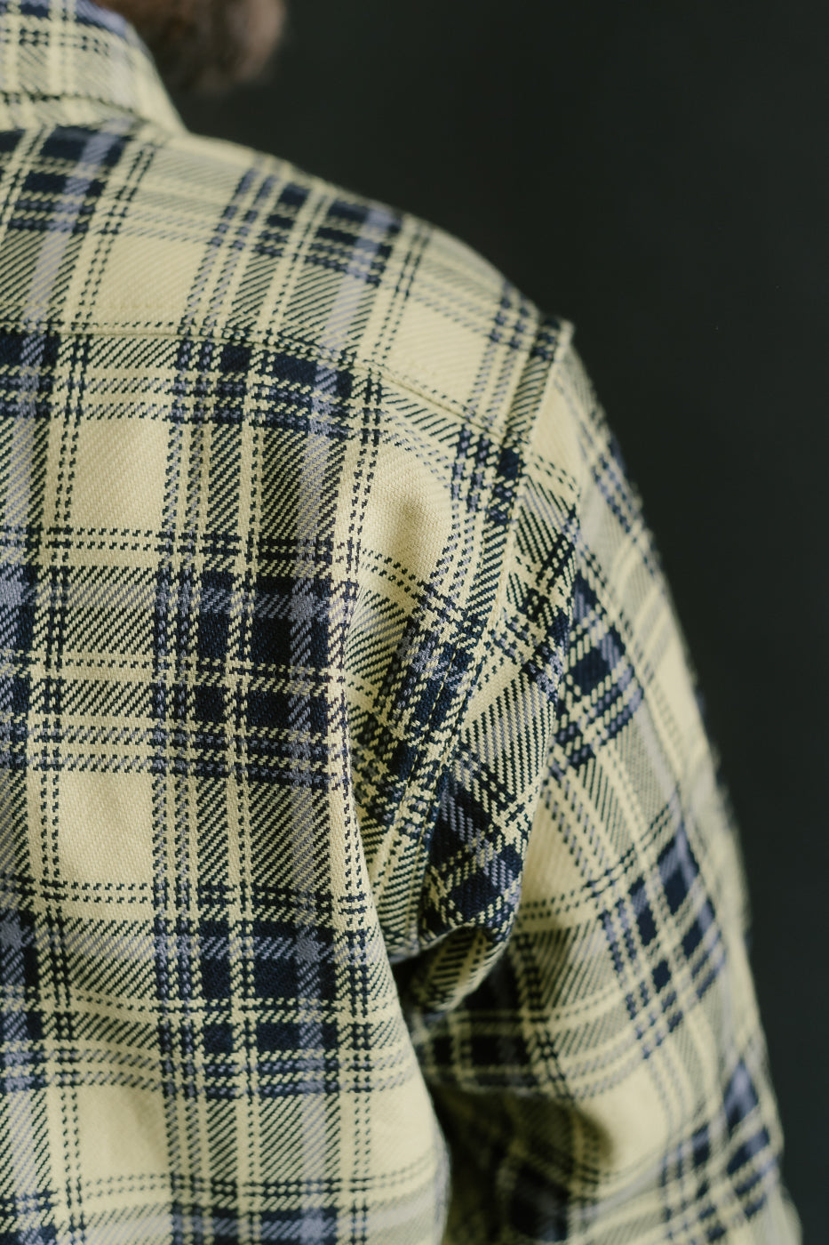 IHSH-412-YEL - 9oz Selvedge Indigo Check Flannel Work Shirt - Yellow