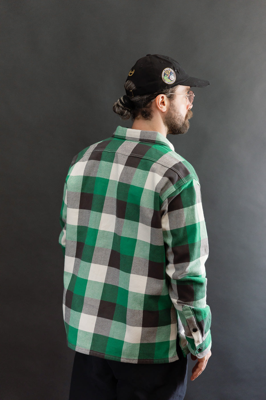 IHSH-428-GRN - Ultra Heavy Flannel Vintage Check Work Overshirt