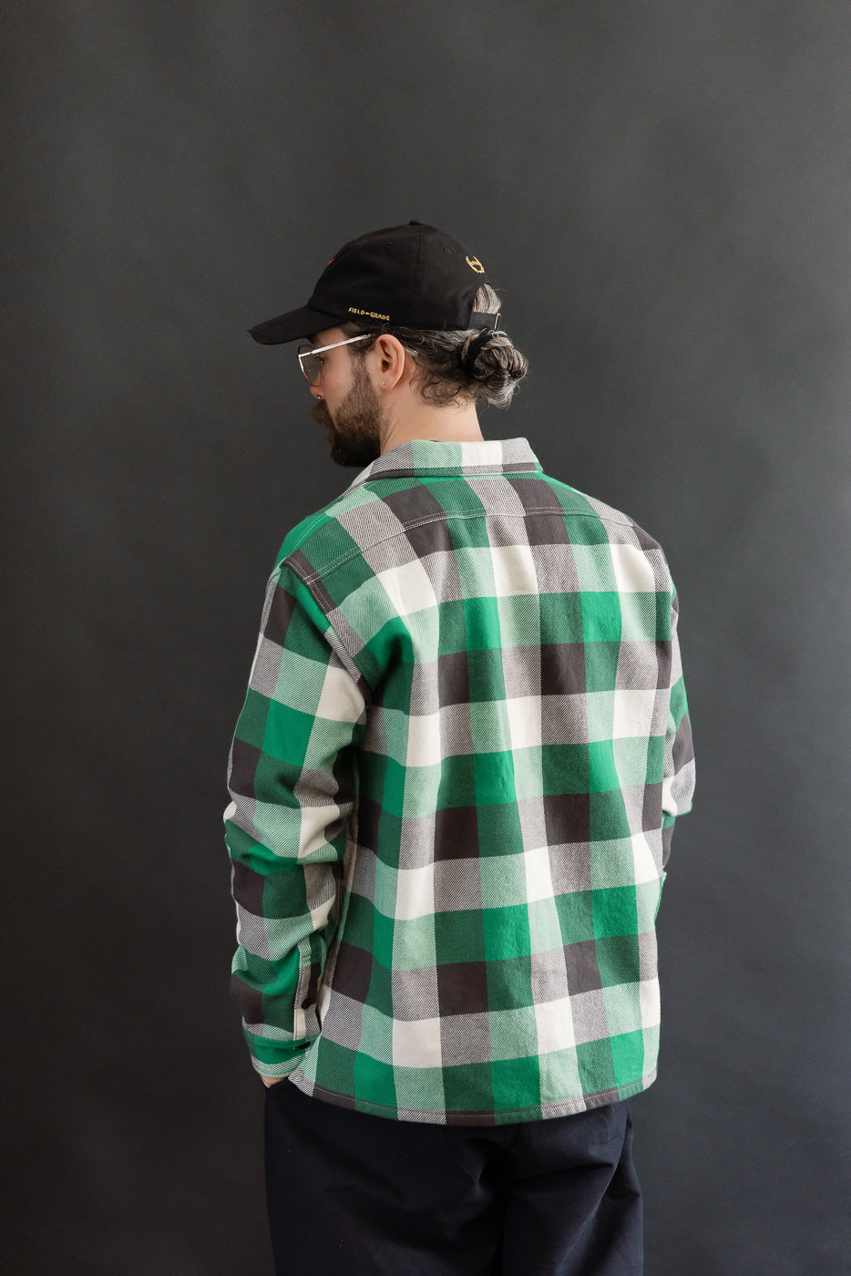IHSH-428-GRN - Ultra Heavy Flannel Vintage Check Work Overshirt