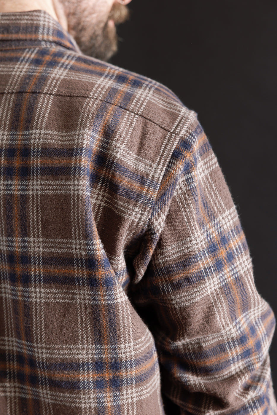 IHSH-430-BRN - Slubby Heavy Flannel Check Work Overshirt - Brown