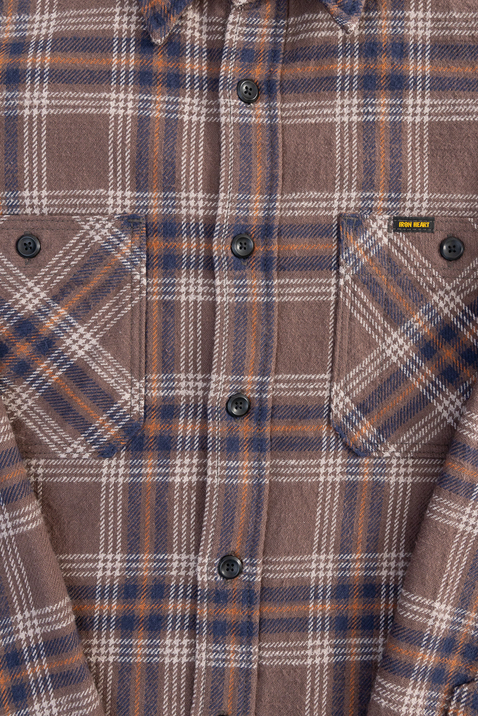 IHSH-430-BRN - Slubby Heavy Flannel Check Work Overshirt - Brown