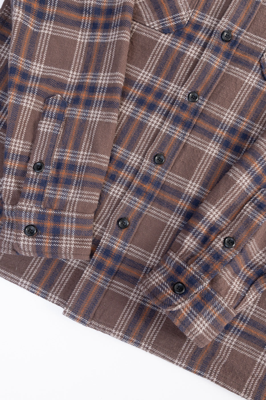 IHSH-430-BRN - Slubby Heavy Flannel Check Work Overshirt - Brown