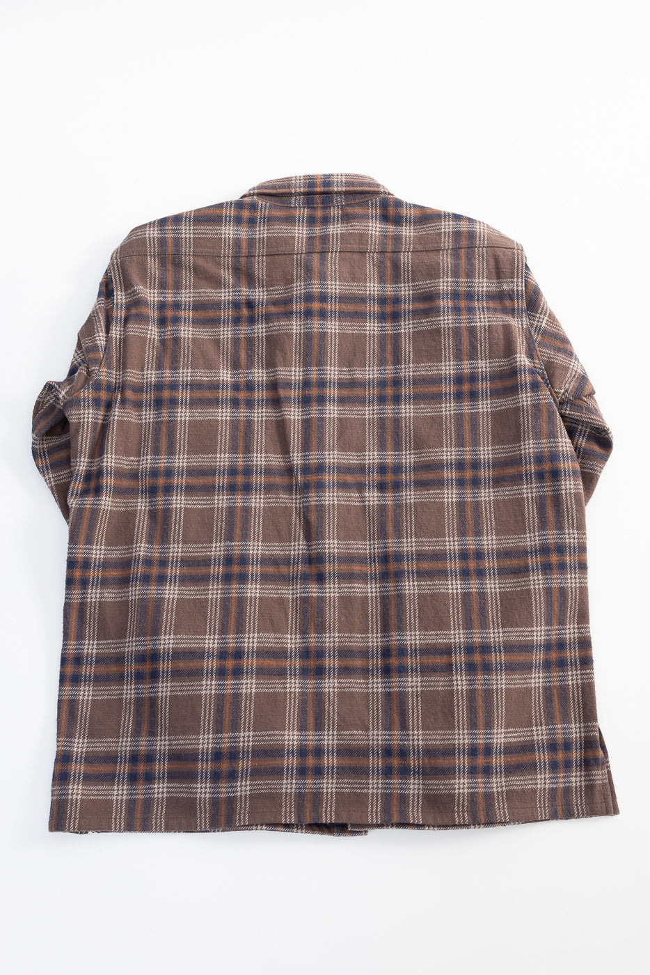 IHSH-430-BRN - Slubby Heavy Flannel Check Work Overshirt - Brown