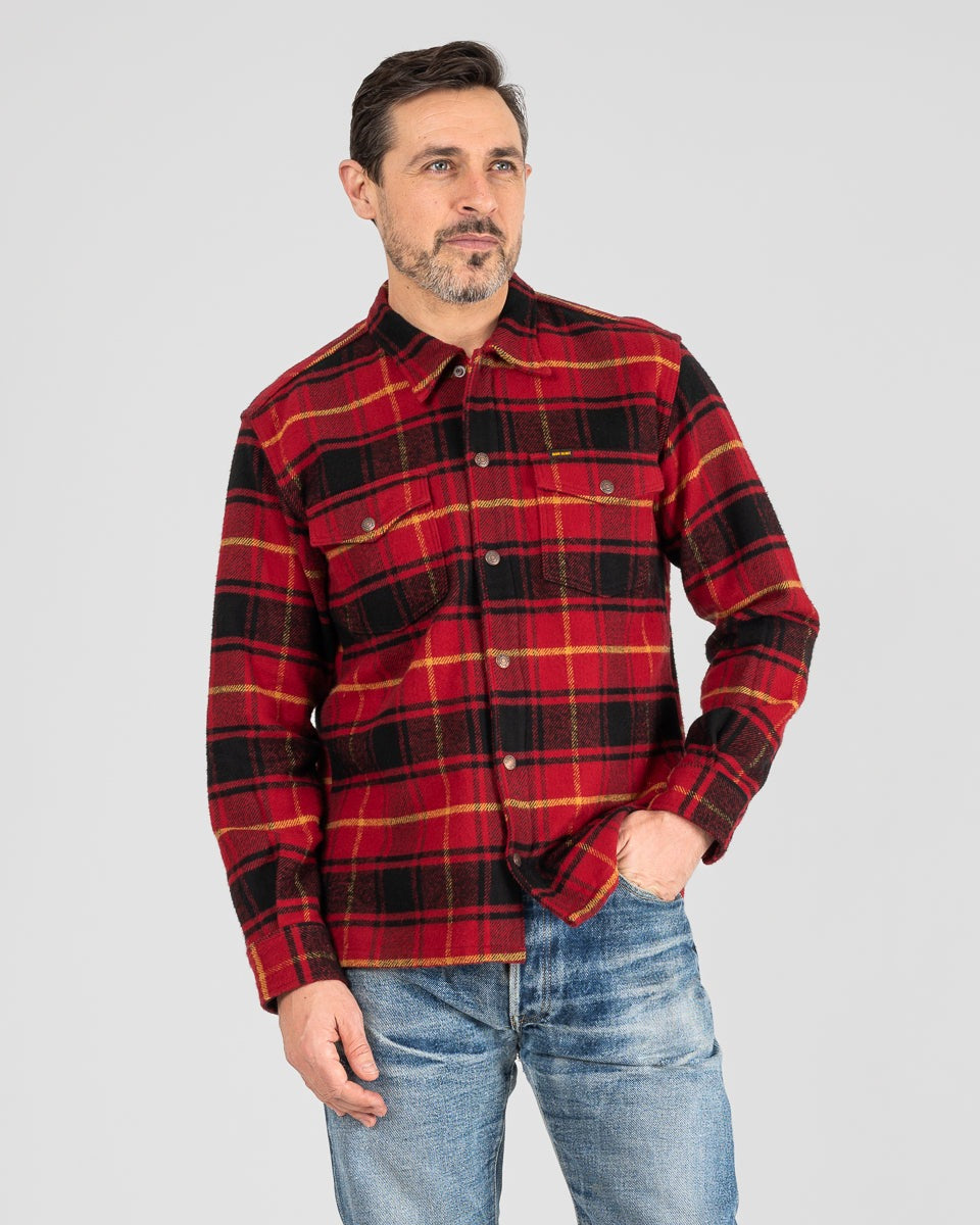 IHSH-433-RED - Heavy Flannel Rider’s Overshirt - Red