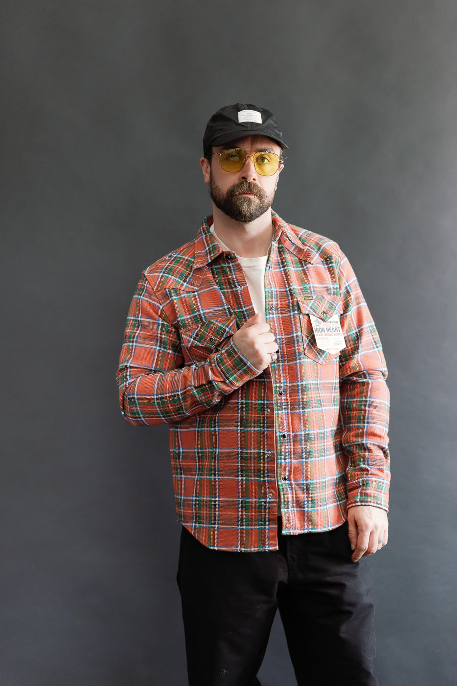 IHSH-436-RED - Ultra Heavy Flannel American Check Western Shirt - Red 