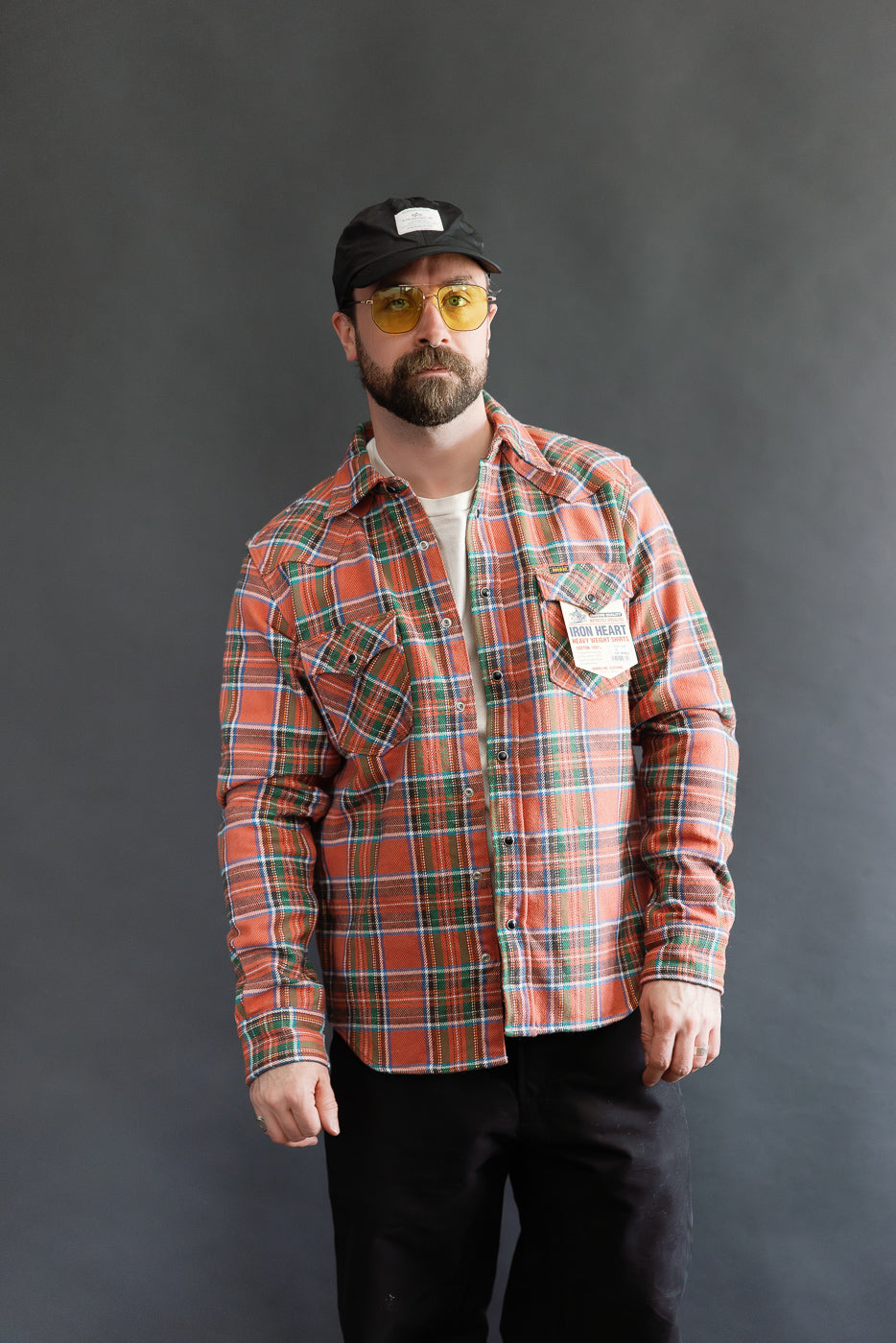 IHSH-436-RED - Ultra Heavy Flannel American Check Western Shirt - Red 