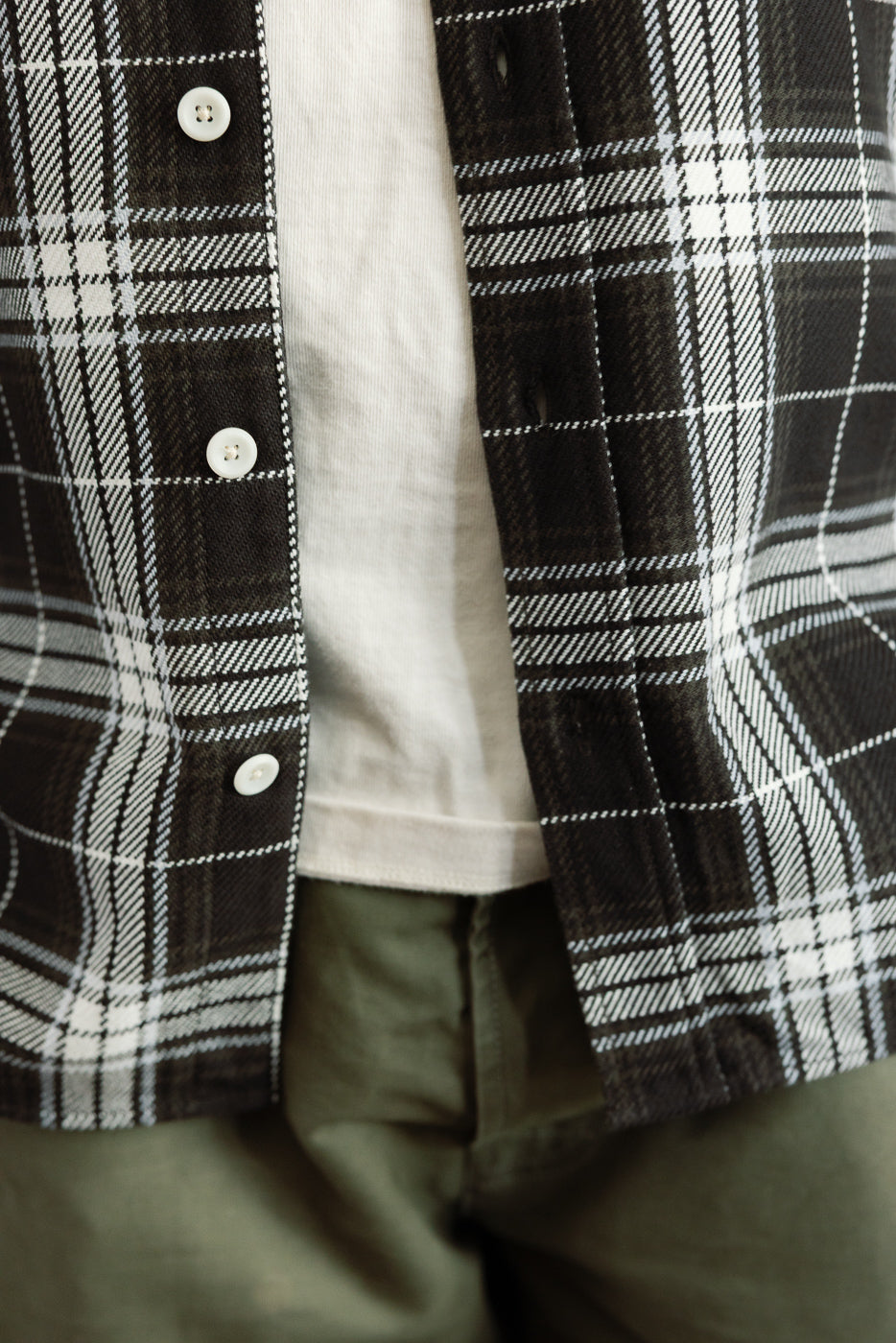 IHSH-441-BLK - 9oz Selvedge Flannel Check Work Shirt - Black | Dant