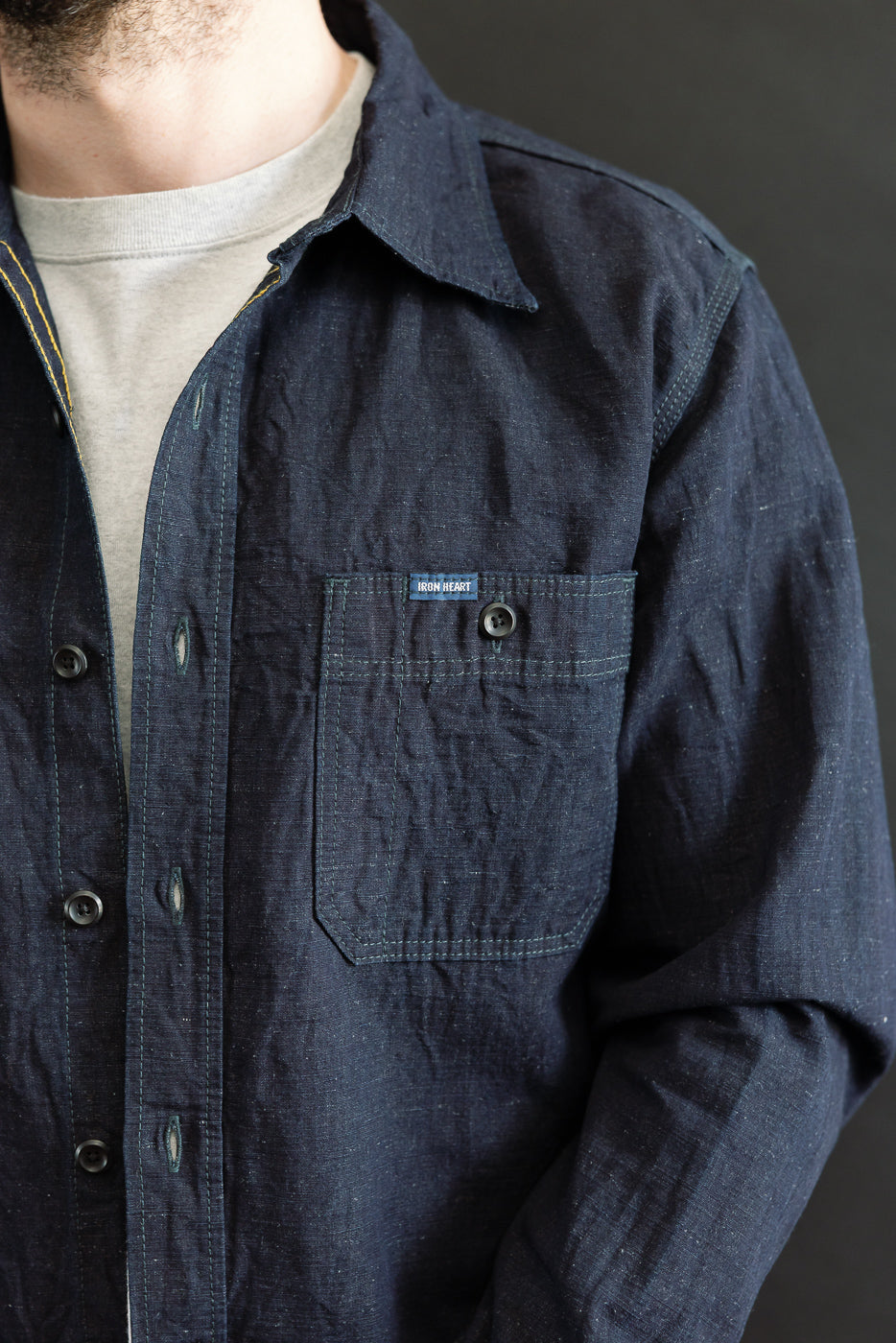 IHSH-443-IND - 7oz Cotton Linen Chambray Work Shirt - Indigo | Dant IHSH-443-IND - 7oz Cotton Linen Chambray Work Shirt - Indigo | Dant