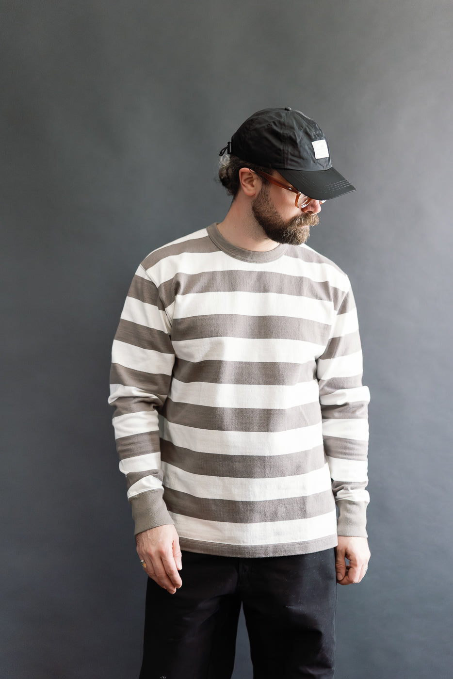 IHTB-01-GRY-WHT - 11oz Cotton Knit Long-Sleeved Sweater - Grey, White