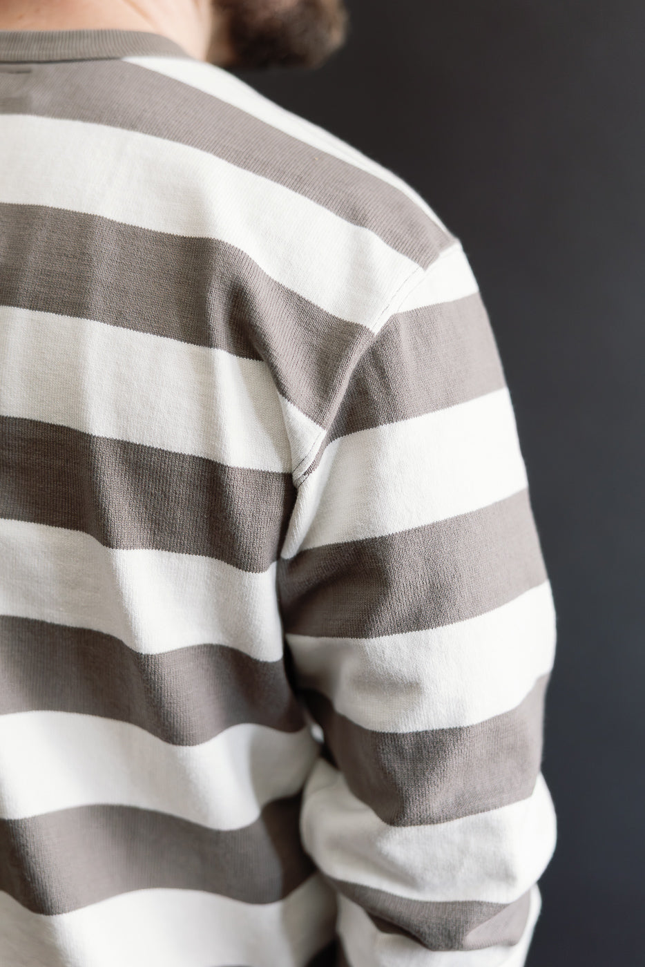 IHTB-01-GRY-WHT - 11oz Cotton Knit Long-Sleeved Sweater - Grey, White