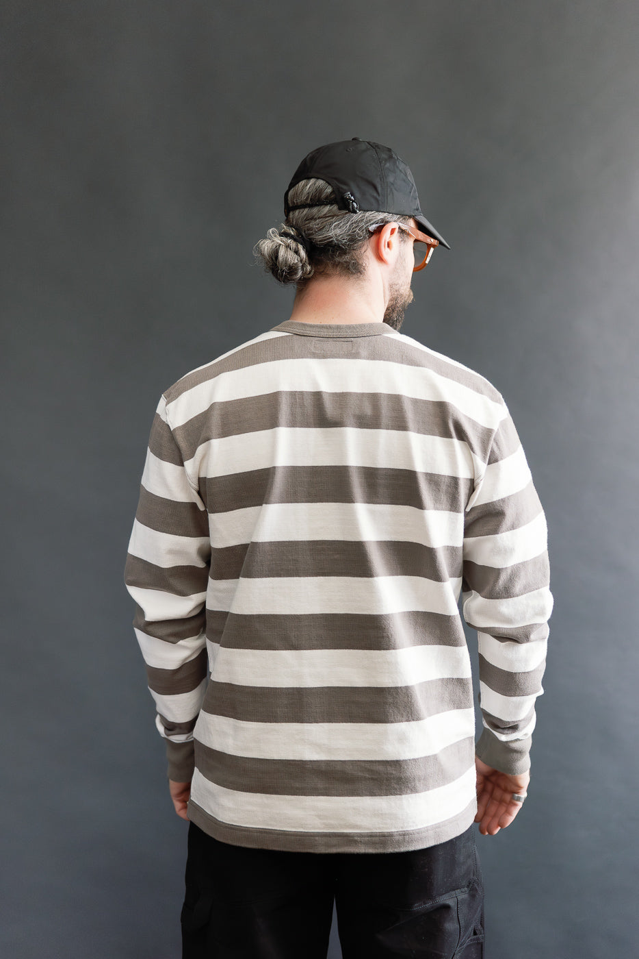 IHTB-01-GRY-WHT - 11oz Cotton Knit Long-Sleeved Sweater - Grey, White