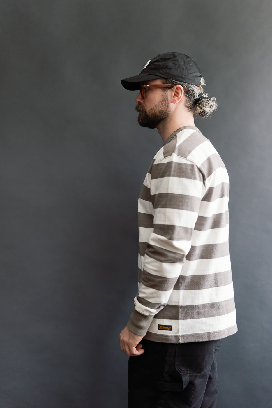 IHTB-01-GRY-WHT - 11oz Cotton Knit Long-Sleeved Sweater - Grey, White