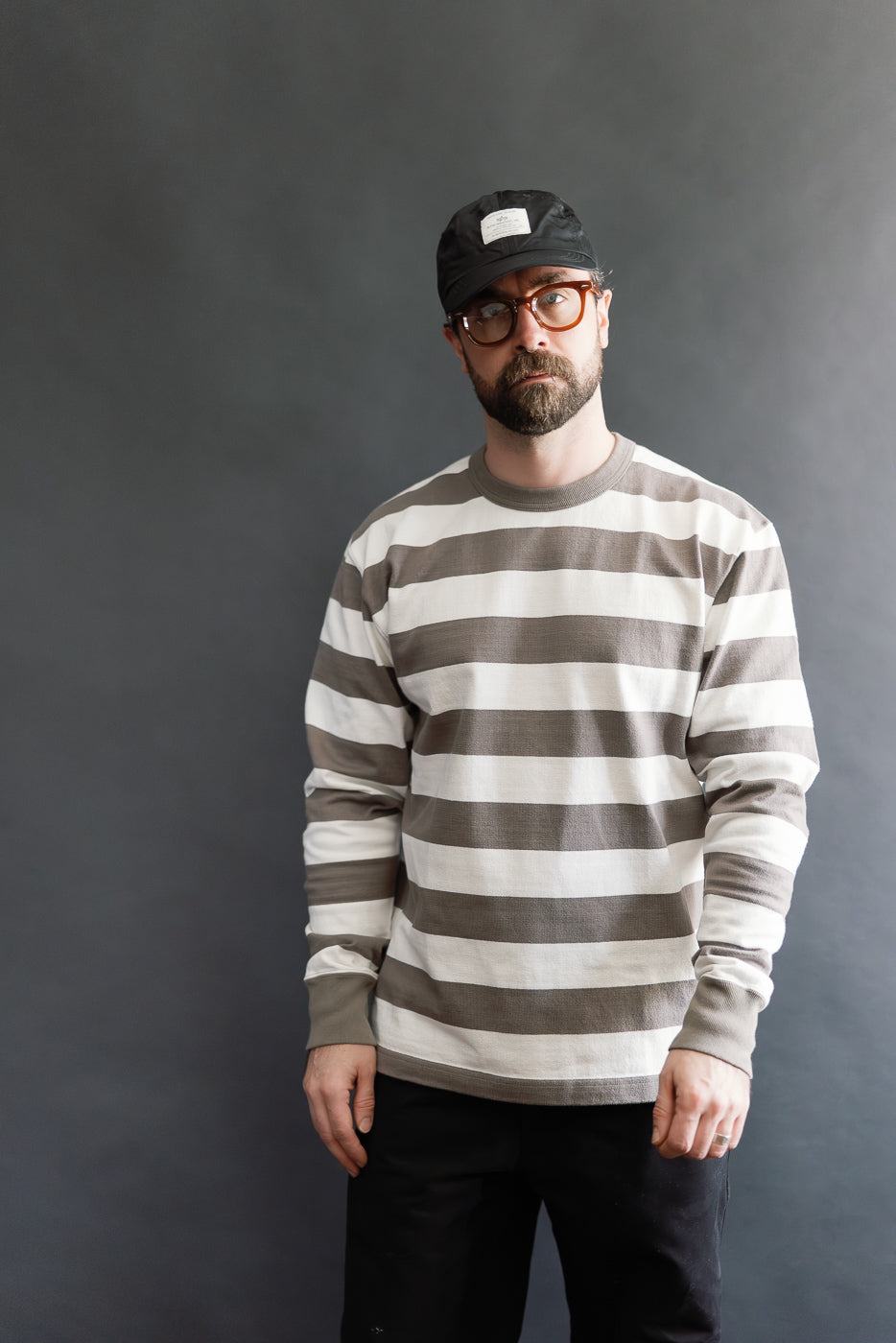 IHTB-01-GRY-WHT - 11oz Cotton Knit Long-Sleeved Sweater - Grey, White