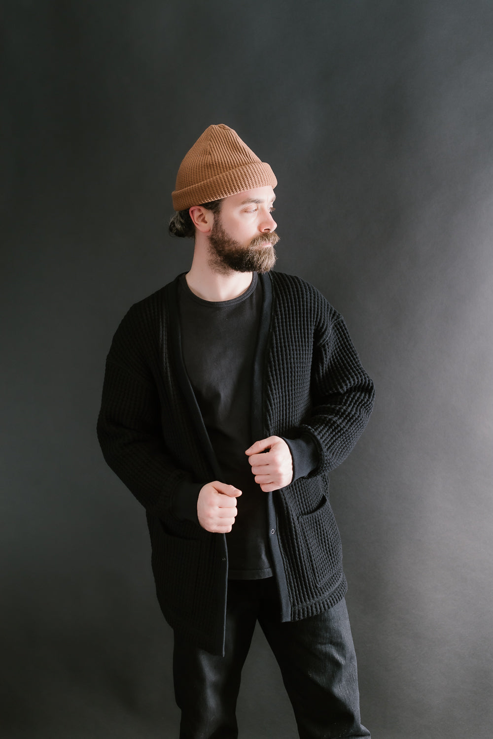 Big Waffle Cardigan - 07 Black