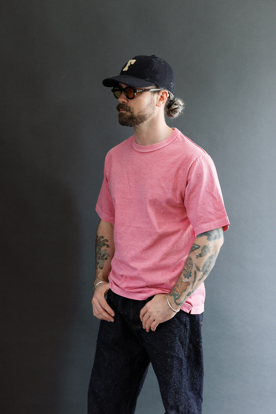 JM5533PD - Pigment-Dye Lead-Off T-Shirt - 468 Fade Rose | Dant