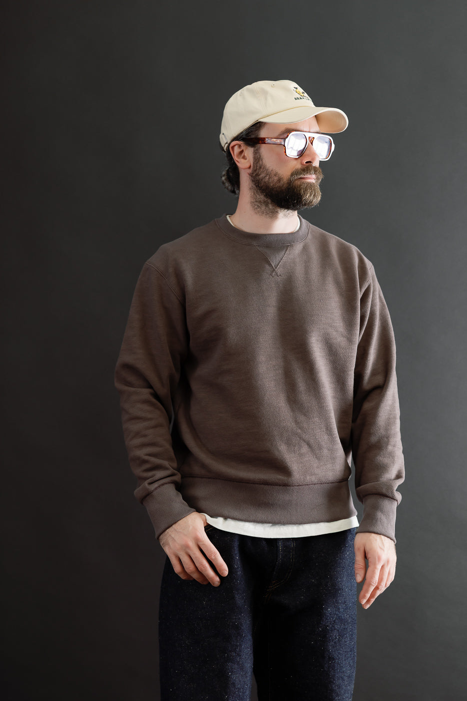 Full body front view of a male model, 5'9