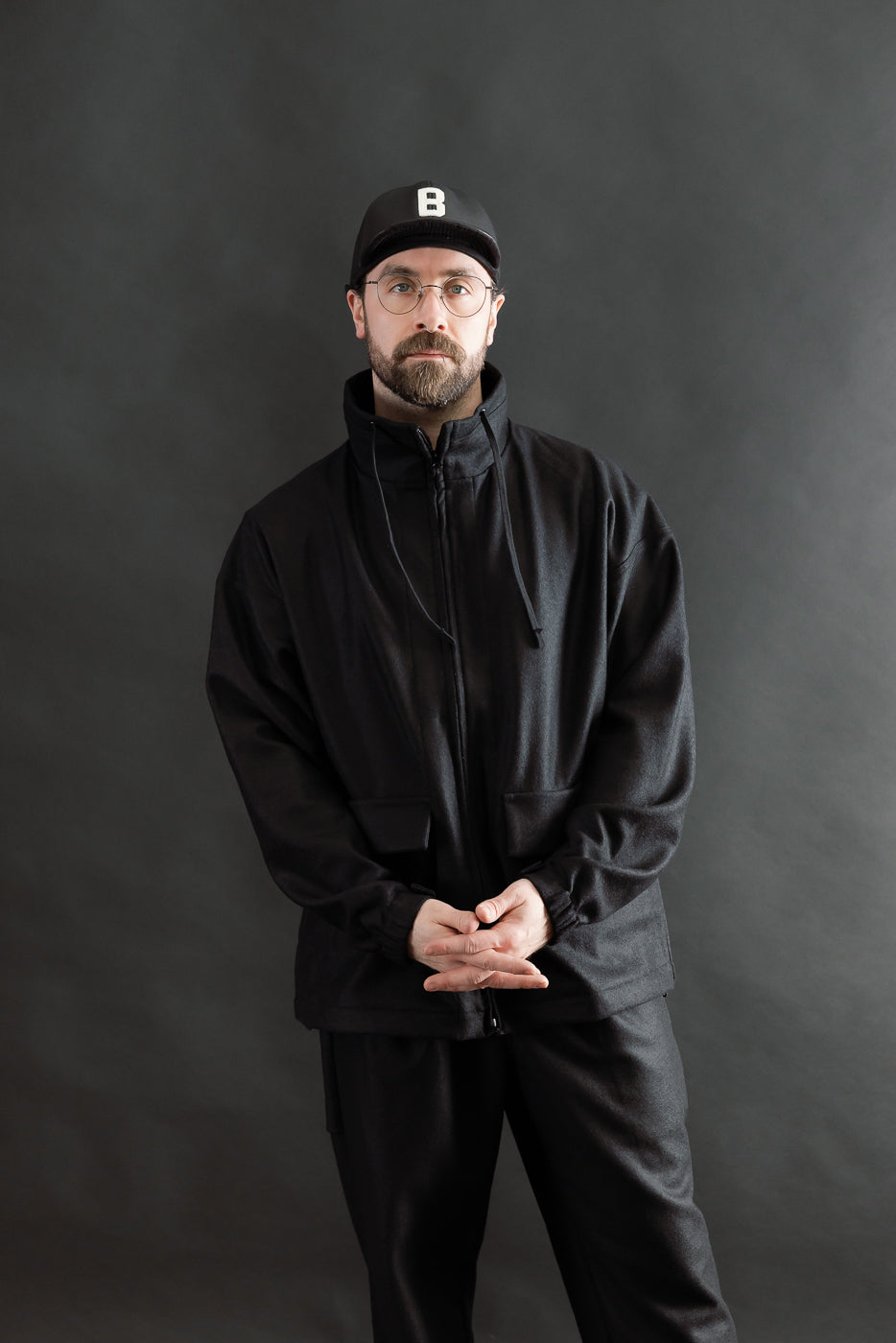 Front view, full body of male model 5'9