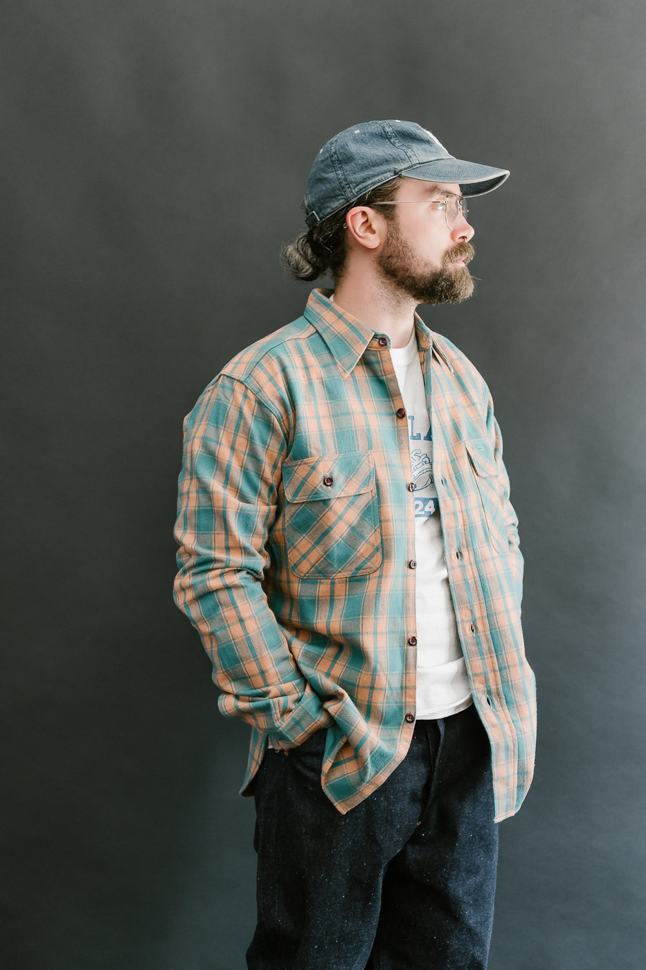 Lot JG-06-2 - The Ancient Flannel (rounded pockets) - Salmon