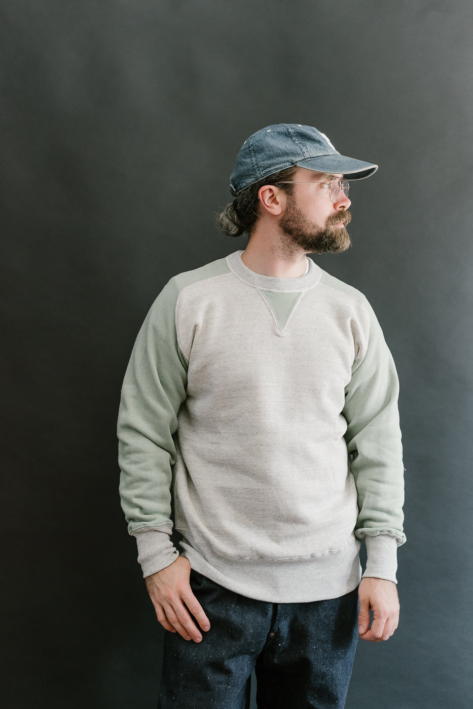 JG-CS20 - Freedom Sweats Crewneck - Oatmeal, Light Green