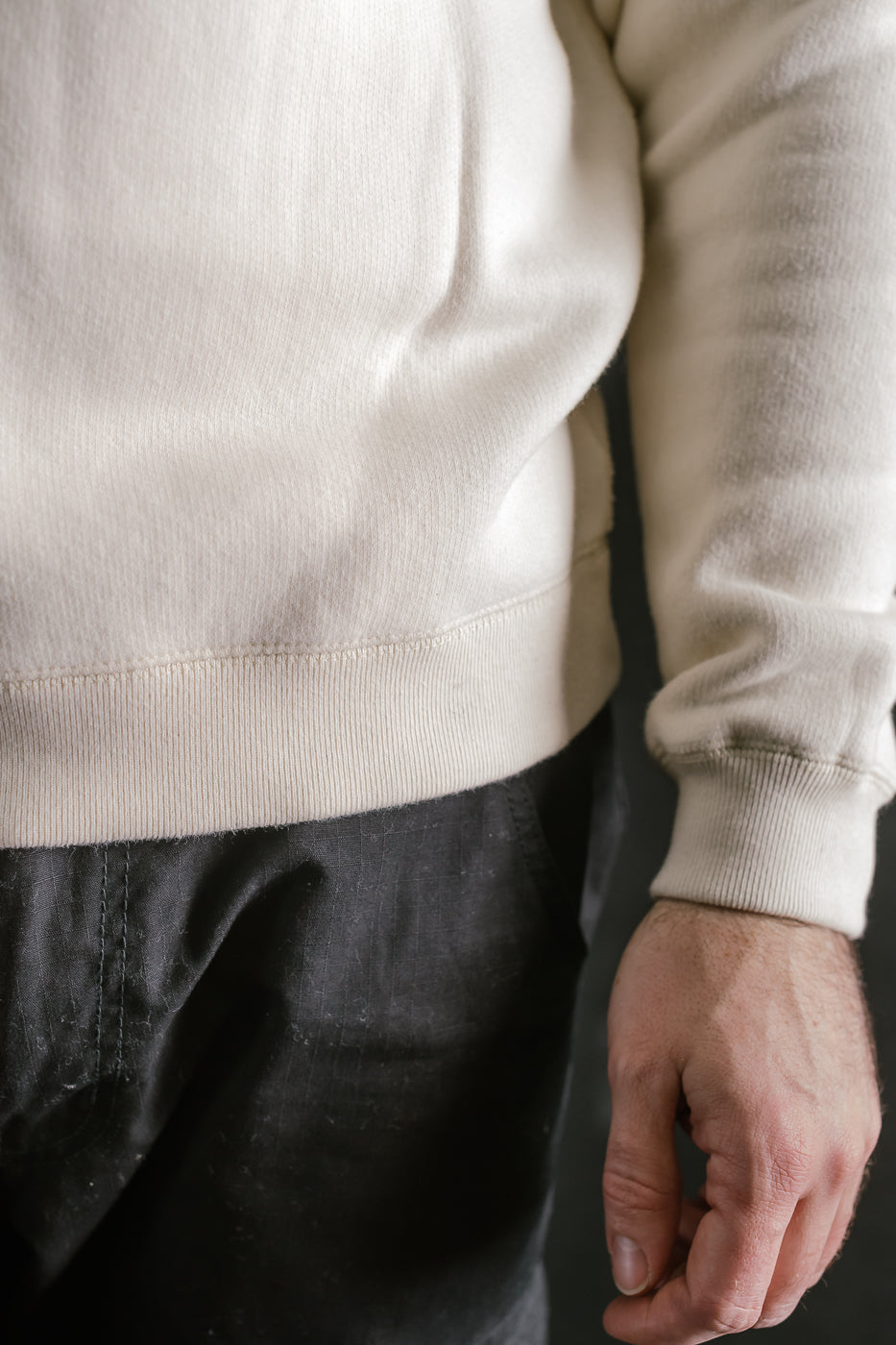 LCS1003 - Sinker Super Fluffy Knit Double-V Sweatshirt - Antique Ivory