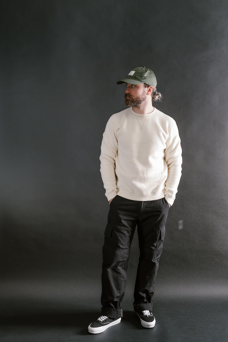 LCS1003 - Sinker Super Fluffy Knit Double-V Sweatshirt - Antique Ivory