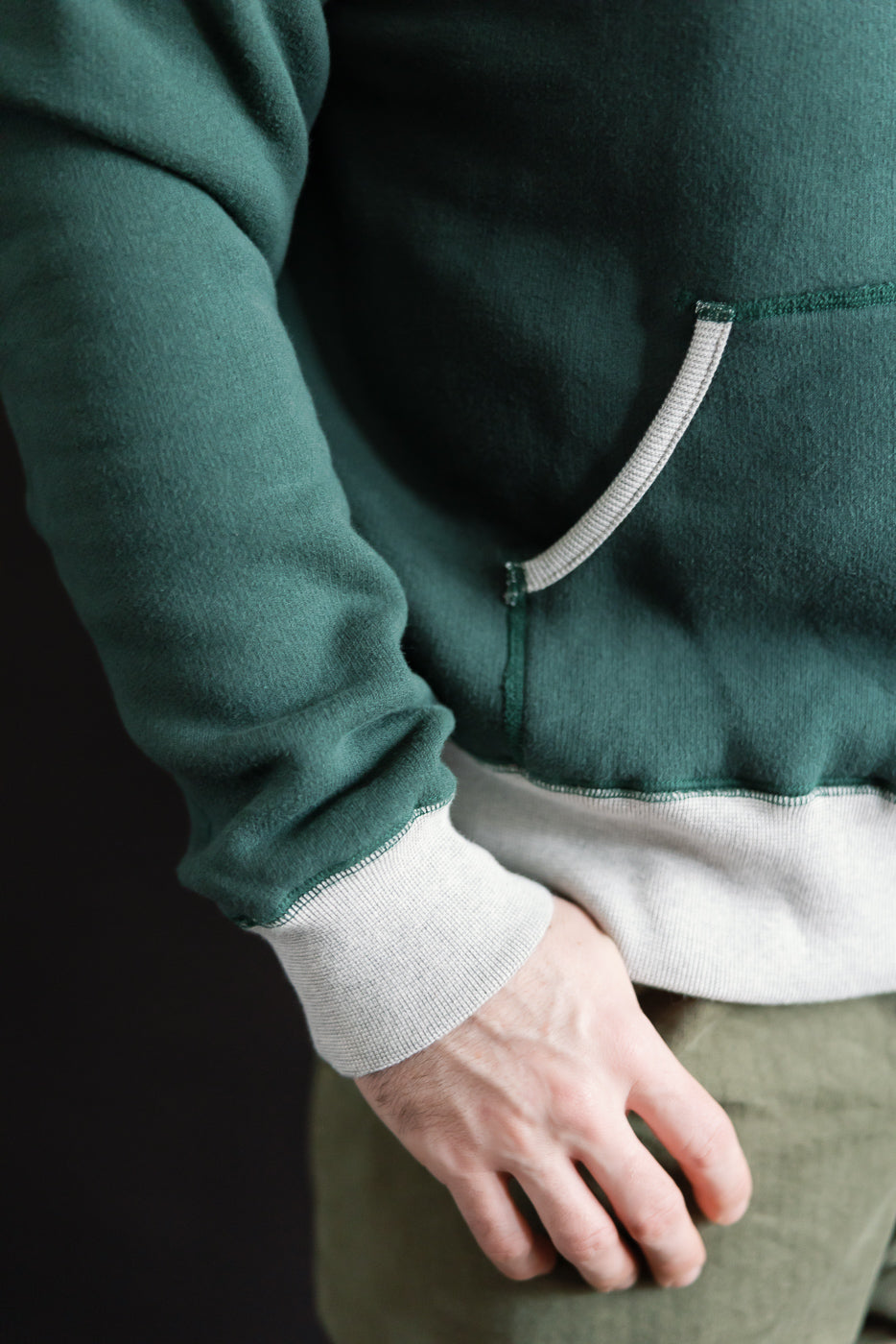 Close-up of male model’s right side, 5'9
