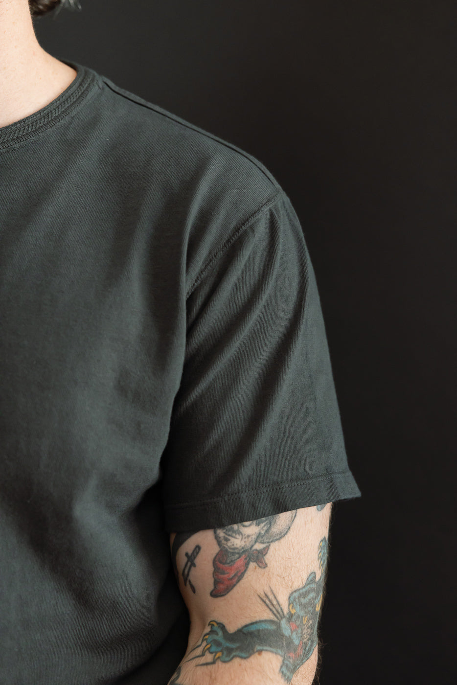 Close-up side view of male model (5'9
