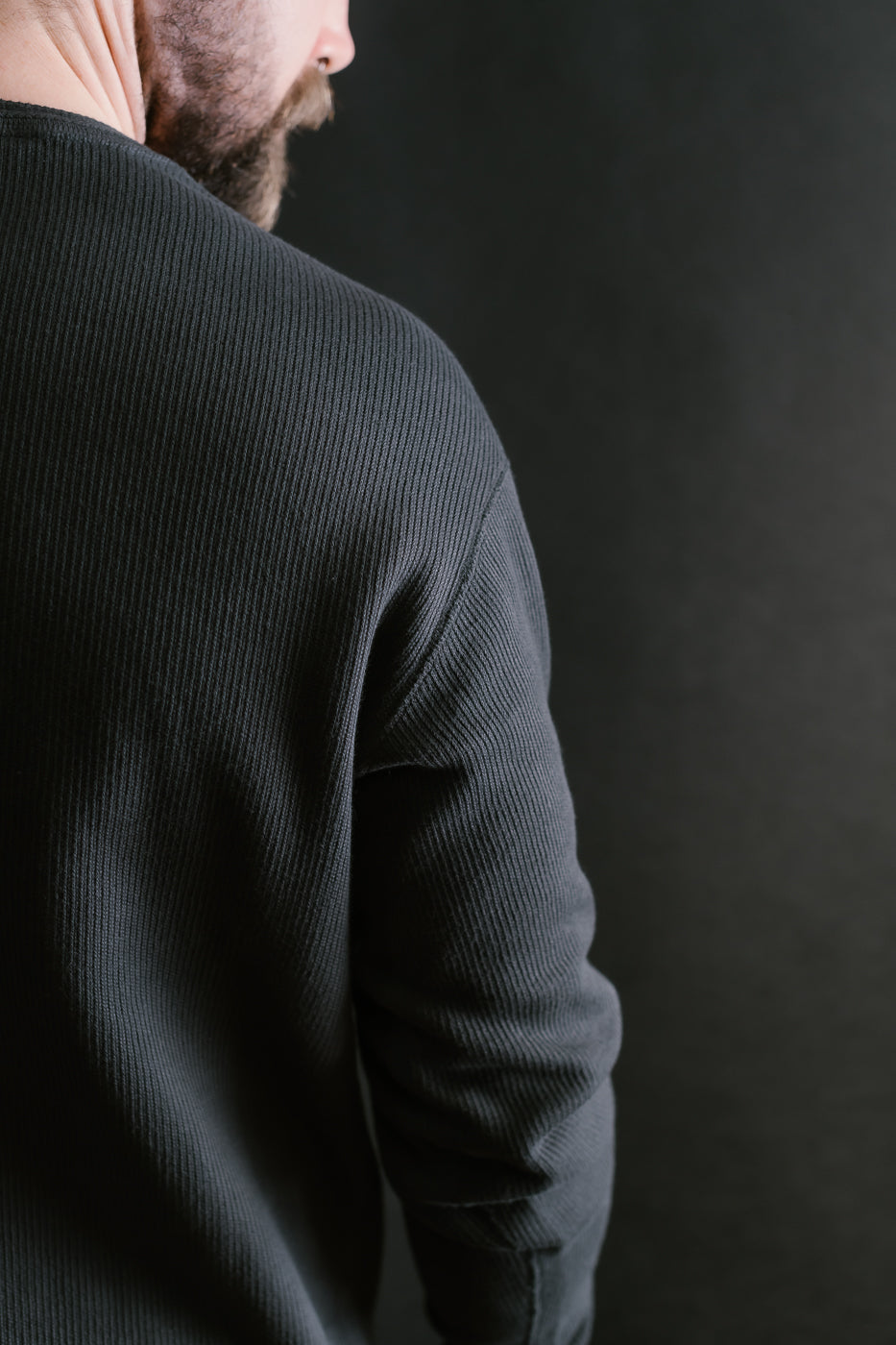 LRH1039 - Classic Royal Rib Knit Thermal Henley - Antique Black