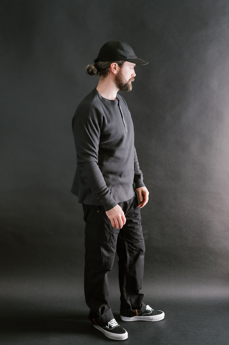 LRH1039 - Classic Royal Rib Knit Thermal Henley - Antique Black