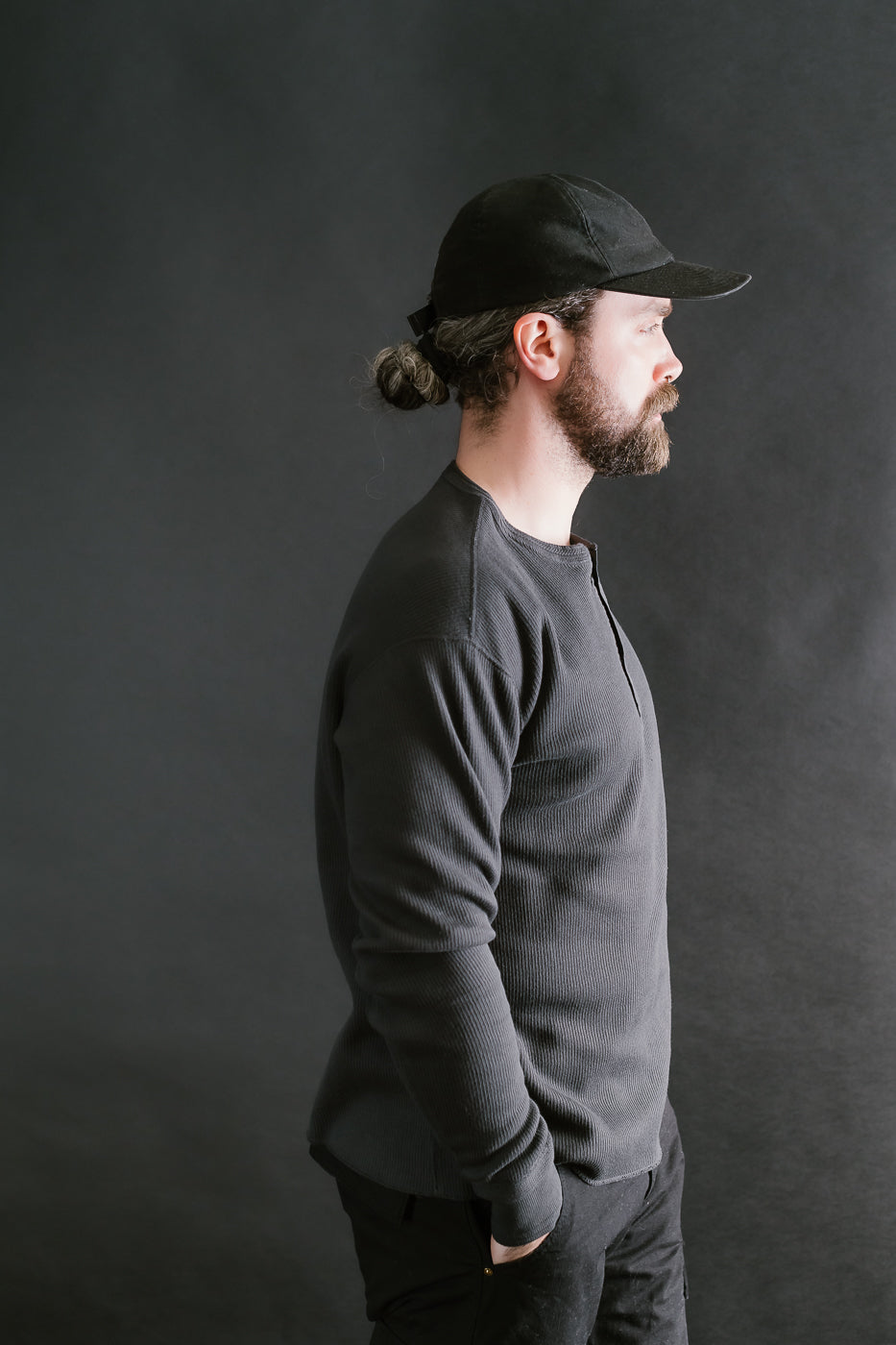 LRH1039 - Classic Royal Rib Knit Thermal Henley - Antique Black