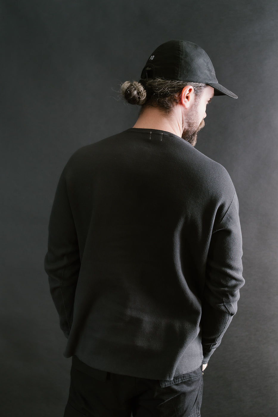 LRH1039 - Classic Royal Rib Knit Thermal Henley - Antique Black