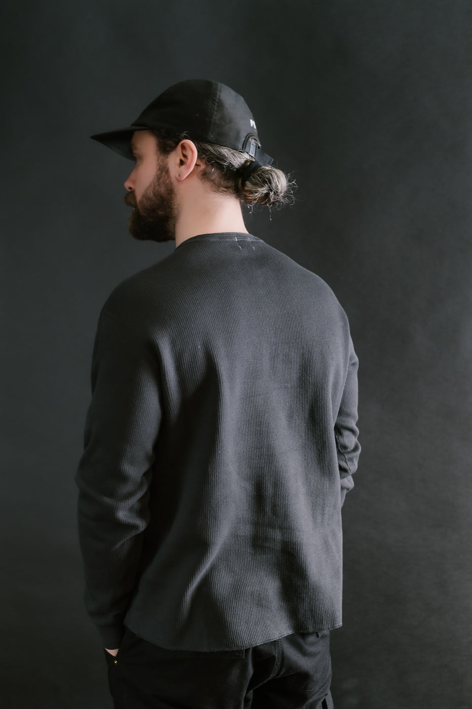 LRH1039 - Classic Royal Rib Knit Thermal Henley - Antique Black