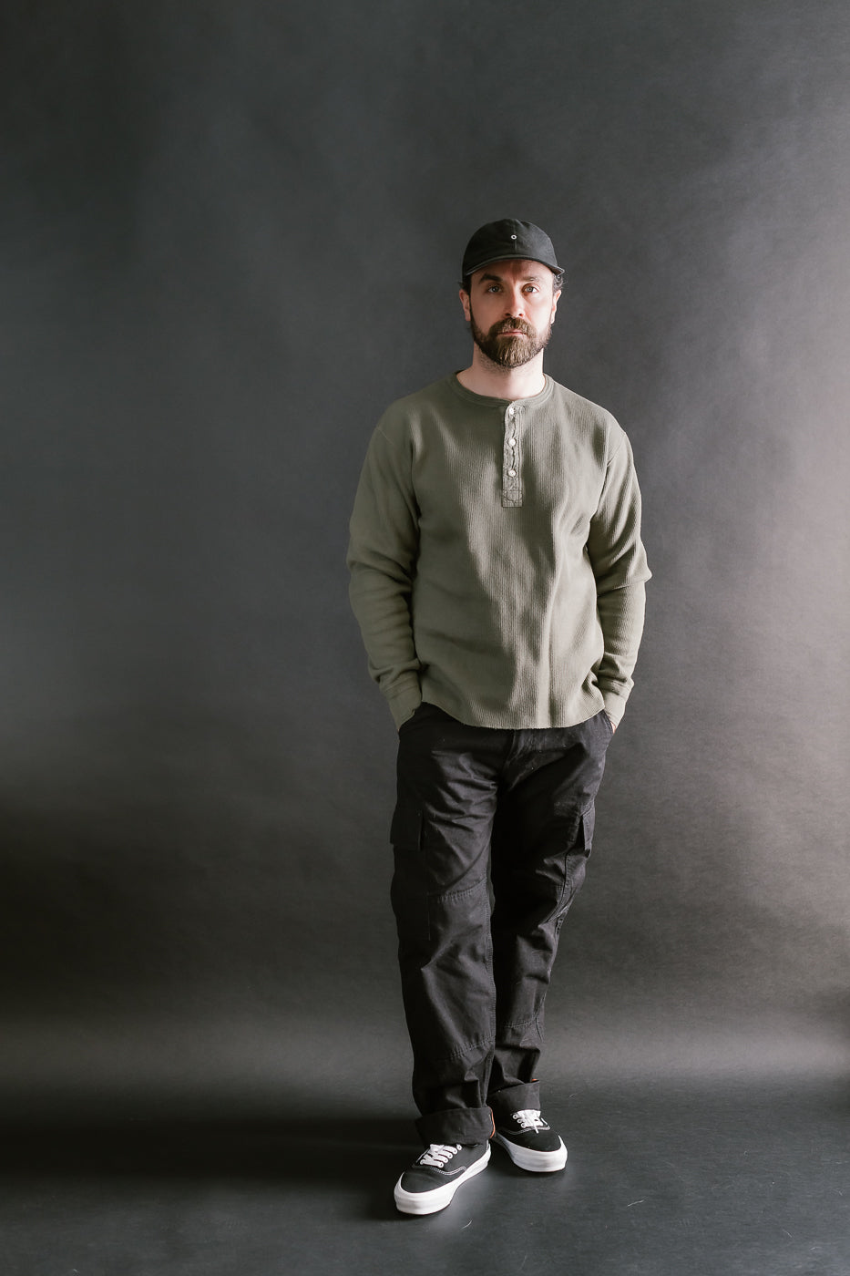 LRH1039 - Classic Royal Rib Knit Thermal Henley - Antique Olive
