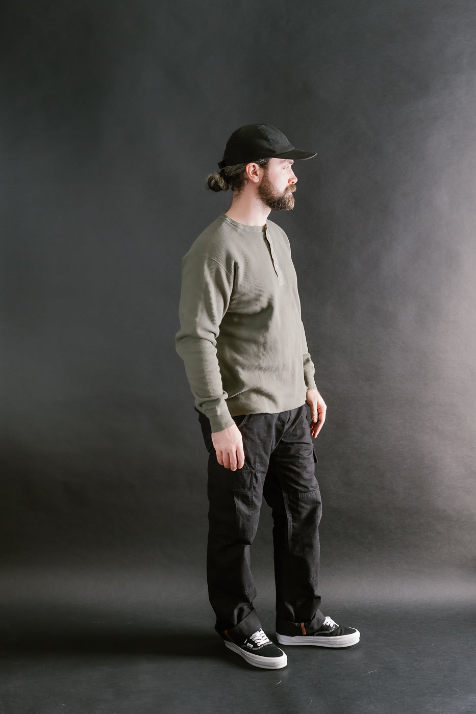 LRH1039 - Classic Royal Rib Knit Thermal Henley - Antique Olive