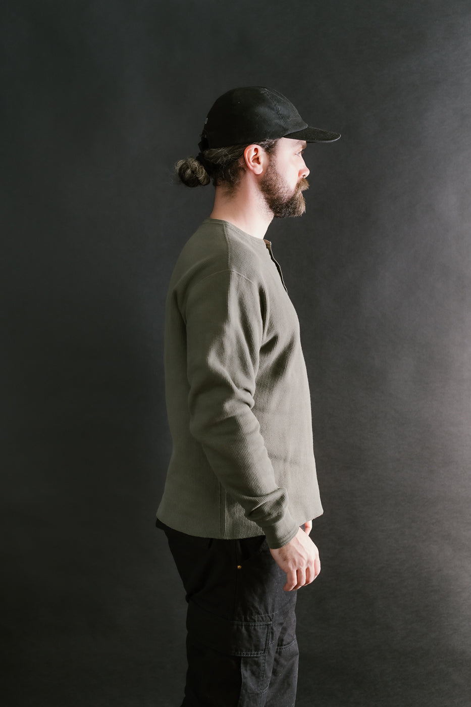 LRH1039 - Classic Royal Rib Knit Thermal Henley - Antique Olive
