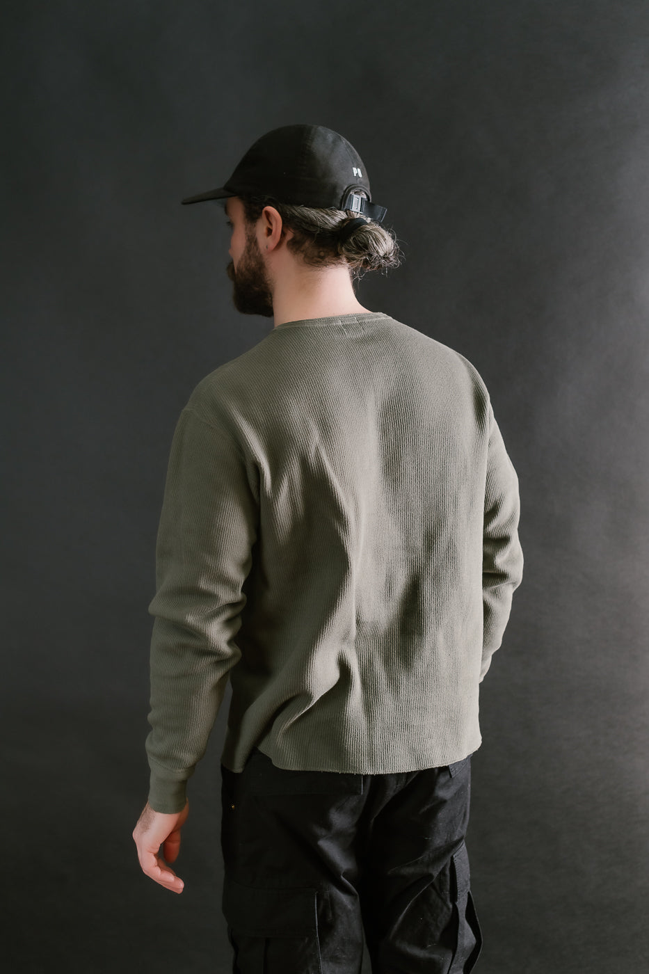 LRH1039 - Classic Royal Rib Knit Thermal Henley - Antique Olive
