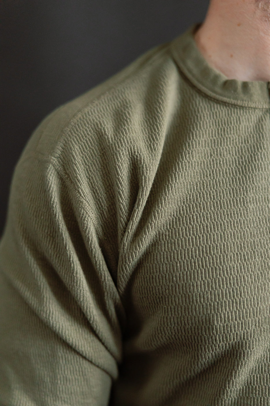 LRH1041 - Supima Long Sleeve Honeycomb Knit Henleyneck Thermal