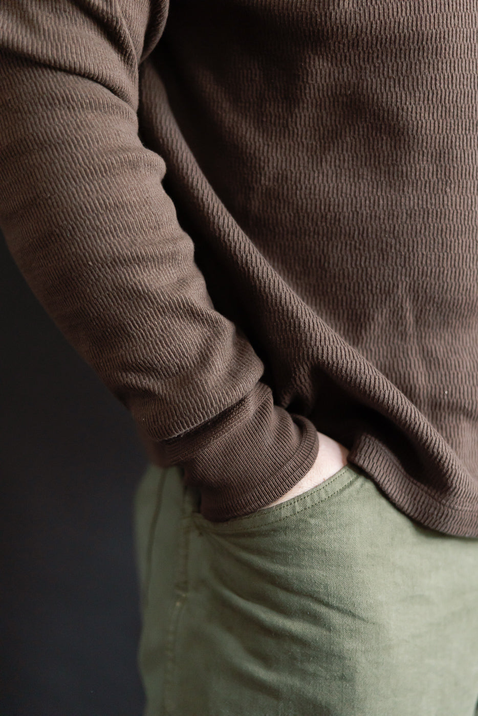 L'Apparement / THERMAL KNIT ブラウン Brown Walden Thermal Crew Sweater – 100% Merino Wool | Ledbury