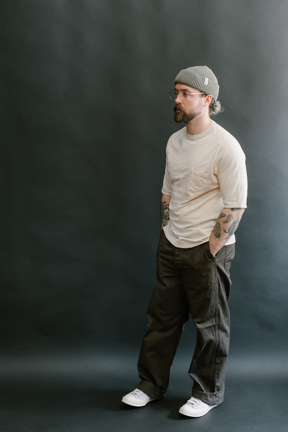 LRC1120 - Supima Cotton Freedom Sleeve Pocket Crew - Old Ivory