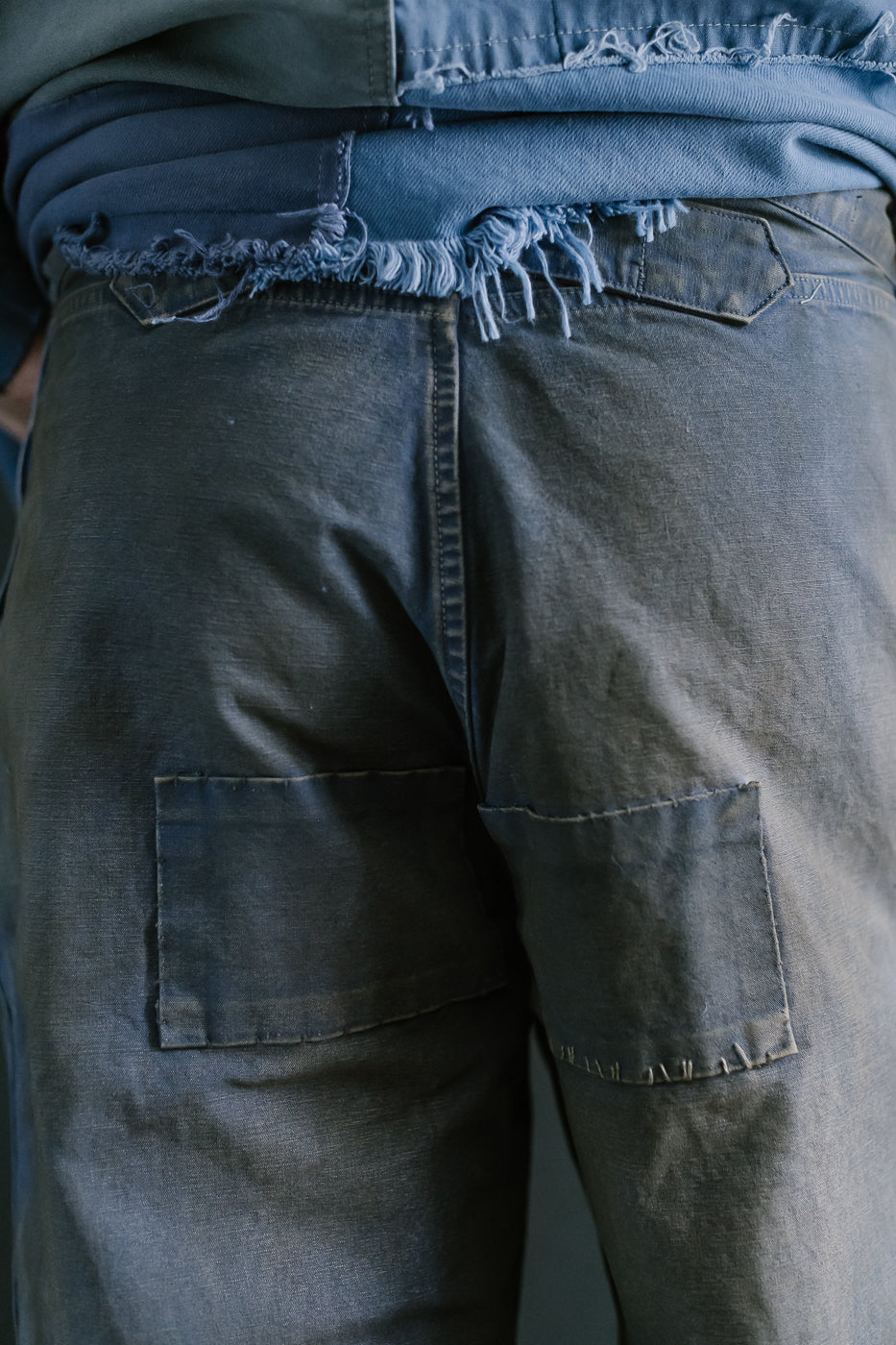 MSP-1007 - French Work Boro Pants - Distressed Blue