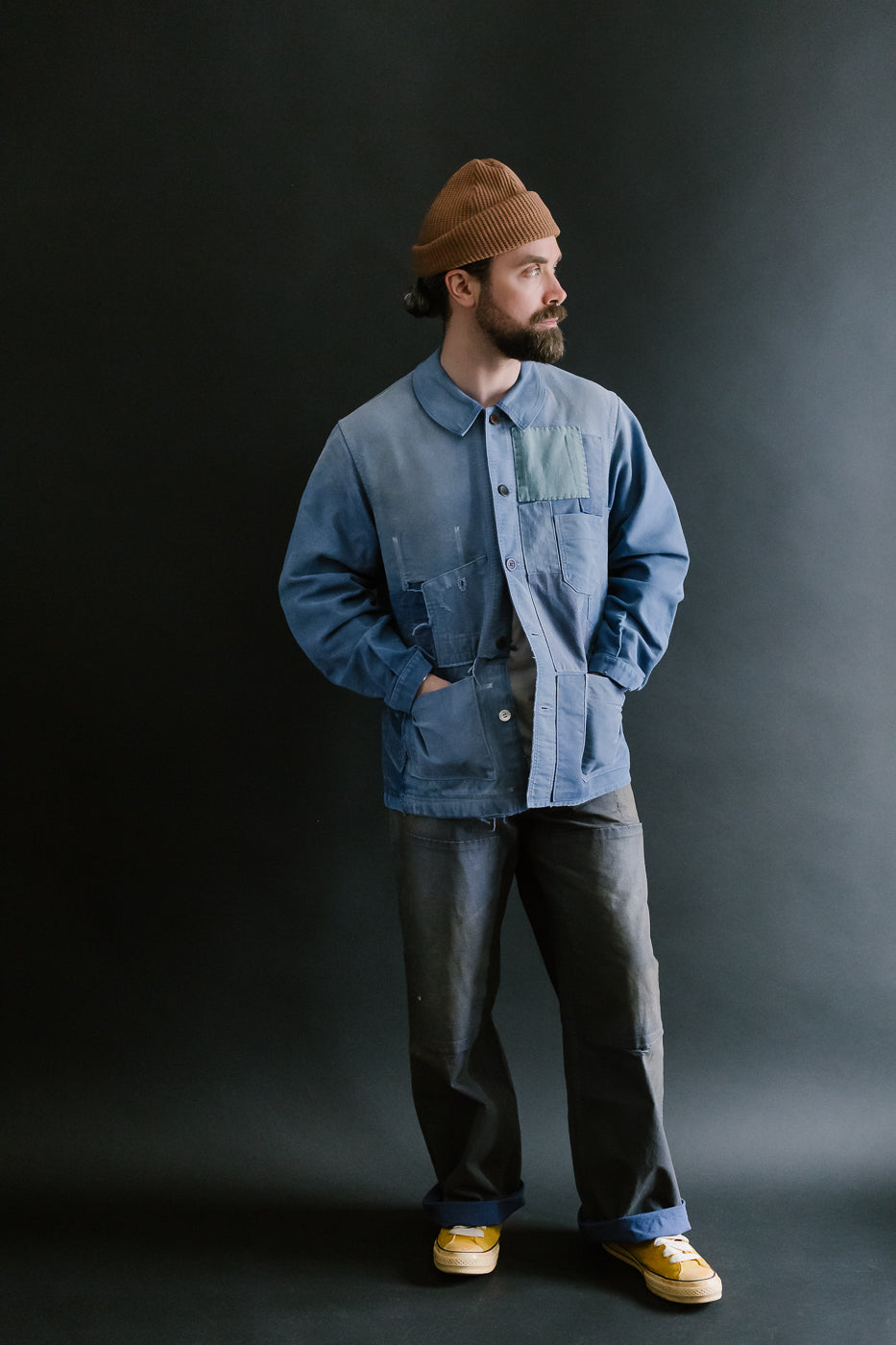 MSP-1007 - French Work Boro Pants - Distressed Blue