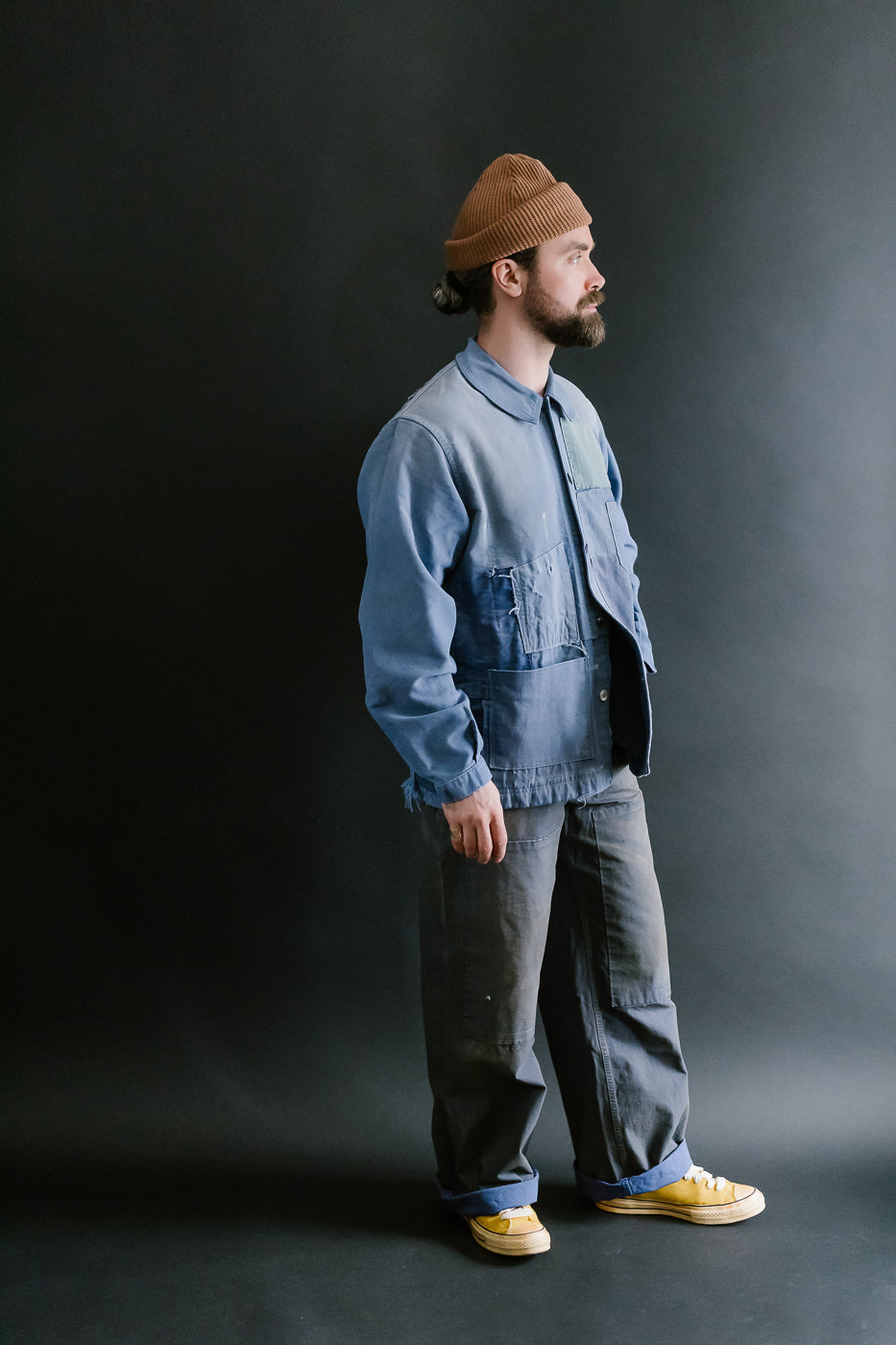 MSP-1007 - French Work Boro Pants - Distressed Blue