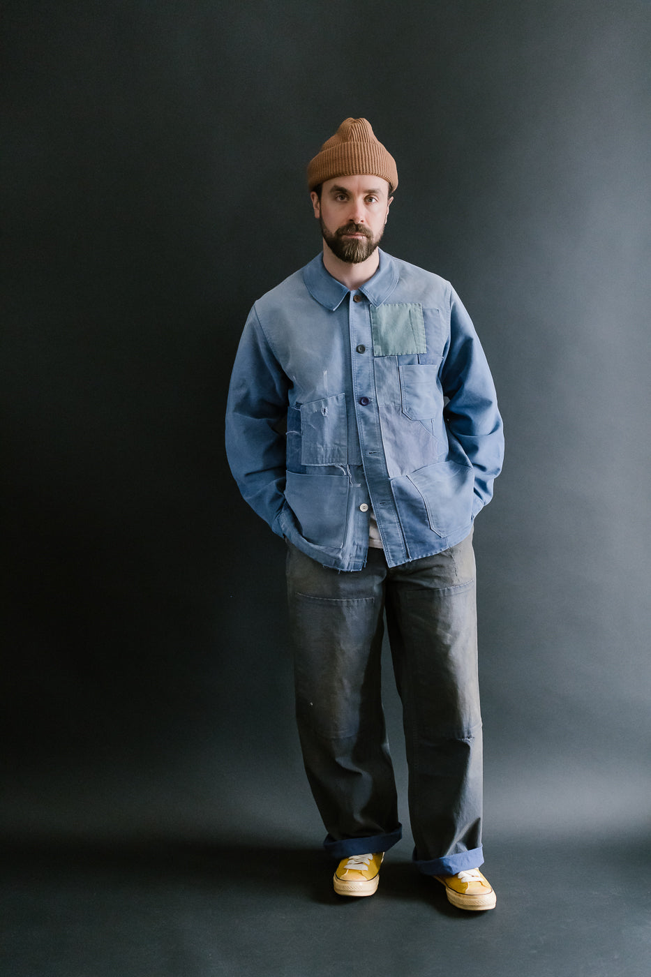 MSP-1007 - French Work Boro Pants - Distressed Blue