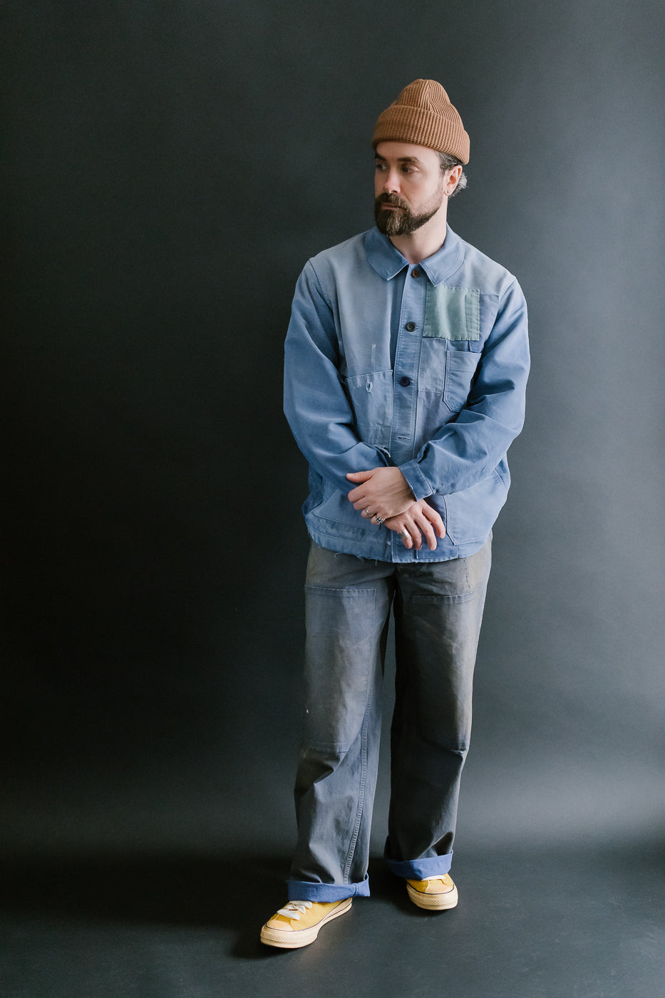 MSP-1007 - French Work Boro Pants - Distressed Blue