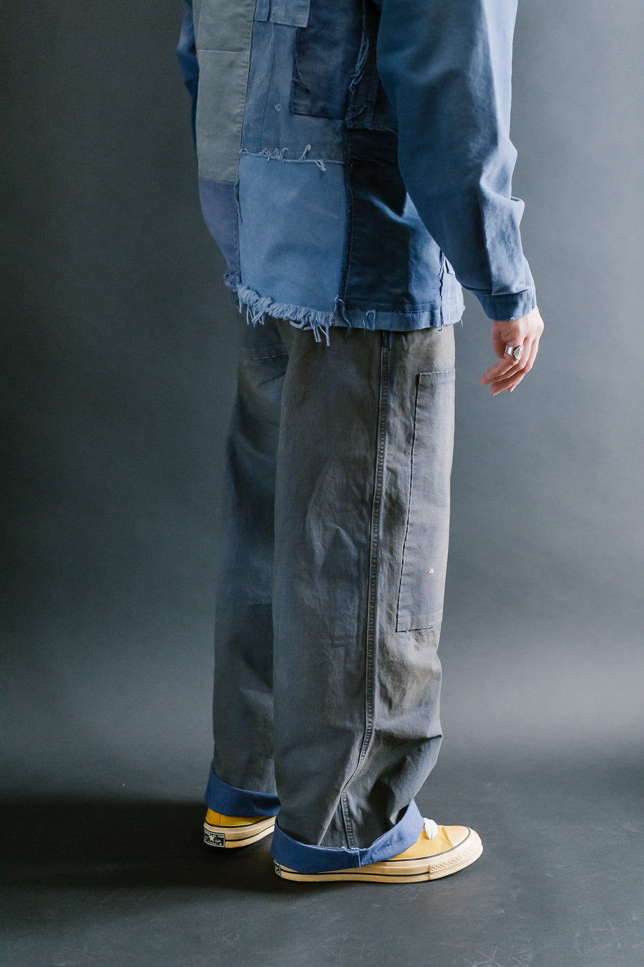 MSP-1007 - French Work Boro Pants - Distressed Blue