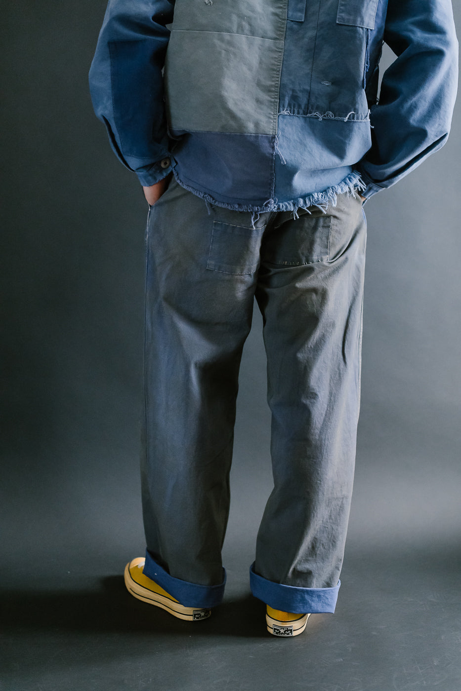 MSP-1007 - French Work Boro Pants - Distressed Blue